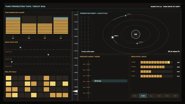 Dark spacecraft systems dashboard with orbital diagrams — free 3840x2160 4K wallpaper image