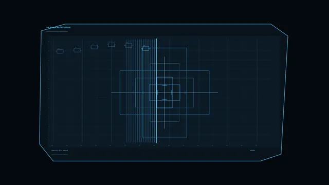 Blue range-gate lattice on a dark technical grid — free 3840x2160 4K wallpaper image