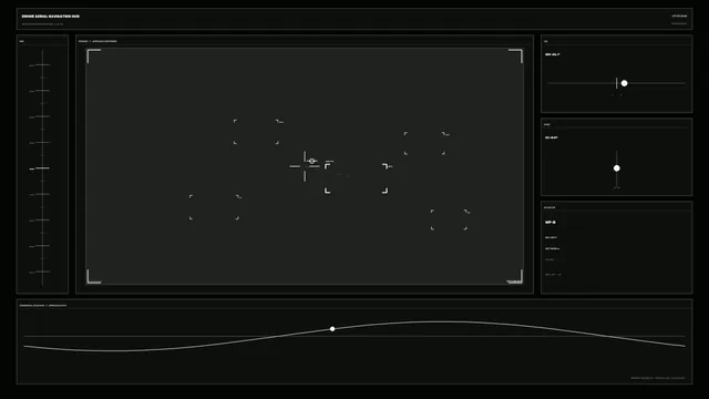 Dark aerial navigation HUD with tracking geometry — free 3840x2160 4K wallpaper image