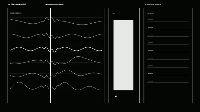 Monochrome AI audit dashboard with signal graphs — free 3840x2160 4K wallpaper image