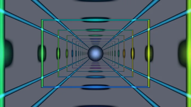 Neon perspective tunnel with nested rectangles — free 3840x2160 4K wallpaper image