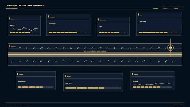 Dark telemetry dashboard with amber signal charts — free 3840x2160 4K wallpaper image