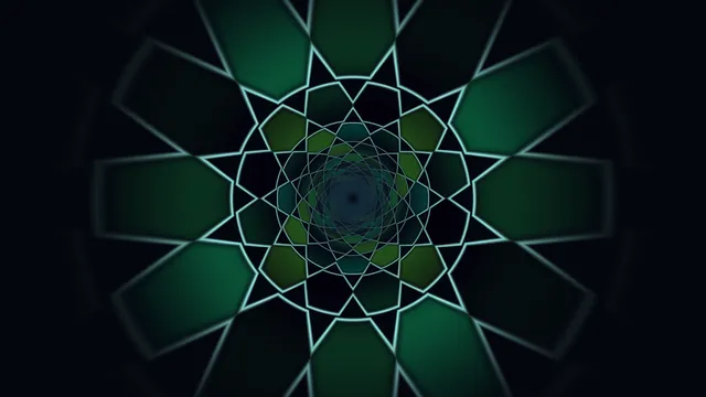 Concentric green polygonal vortex on black — free 3840x2160 4K wallpaper image