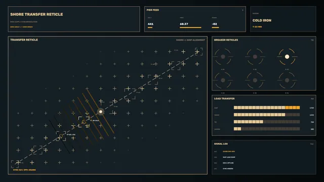 Dark industrial transfer reticle control interface — free 3840x2160 4K wallpaper image