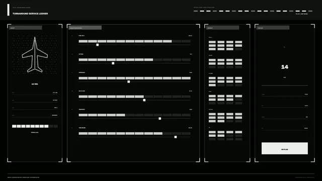 Aircraft turnaround service dashboard in monochrome — free 3840x2160 4K wallpaper image