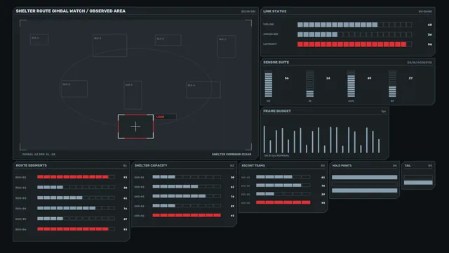 Dark shelter route tactical dashboard interface — free 3840x2160 4K wallpaper image