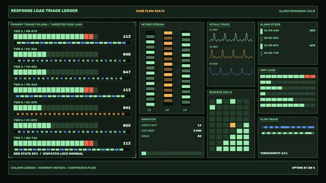Dark Green Operations Dashboard with Signal Panels — free 3840x2160 4K wallpaper image
