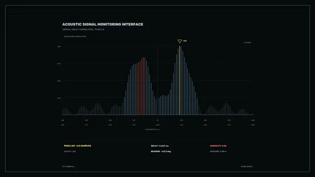 Acoustic signal correlation interface in dark mode — free 3840x2160 4K wallpaper image