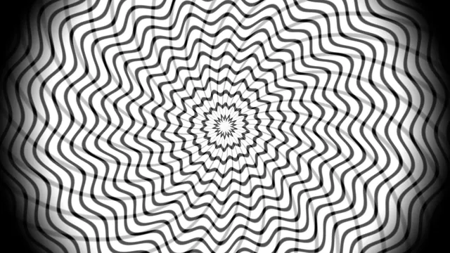 Monochrome radial wave lattice with central rosette — free 3840x2160 4K wallpaper image