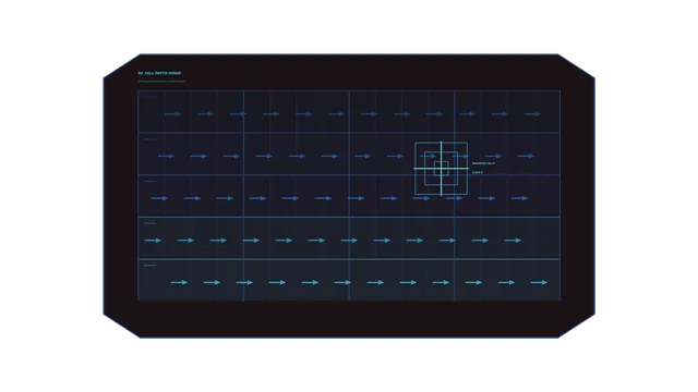 Cell depth sonar grid with cyan signal geometry — free 3840x2160 4K wallpaper image
