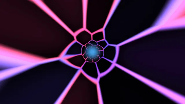 Neon radial lattice with glowing blue core — free 3840x2160 4K wallpaper image