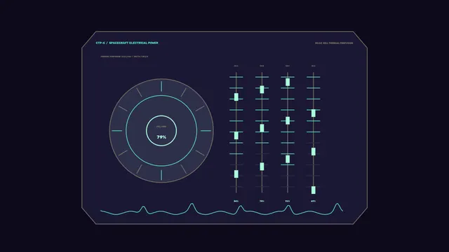 Spacecraft power schematic with thermal gauges — free 3840x2160 4K wallpaper image