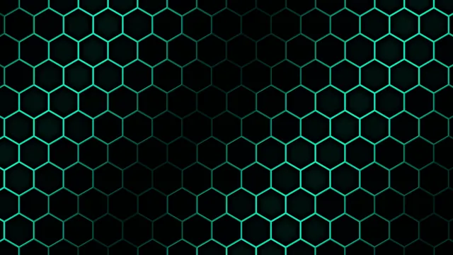 Glowing teal honeycomb grid on black — free 3840x2160 4K wallpaper image