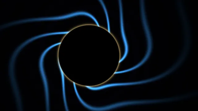 Blue orbital curves around a dark central circle — free 3840x2160 4K wallpaper image