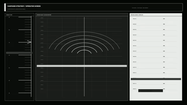 Monochrome operator screen with sonar arcs — free 3840x2160 4K wallpaper image