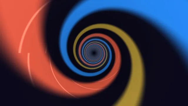 Concentric blue and coral spiral rings — free 3840x2160 4K wallpaper image