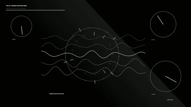 Monochrome turbine spectrum interface with waveforms — free 3840x2160 4K wallpaper image