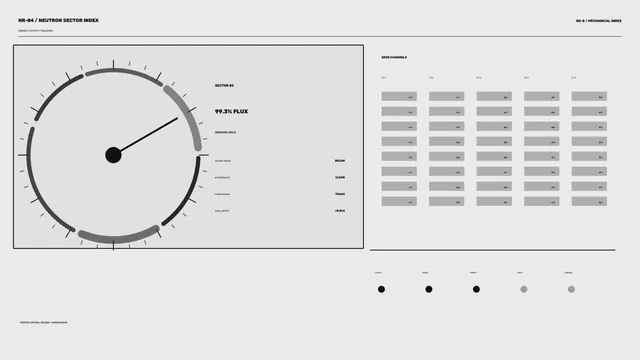 Monochrome Flux Gauge Technical Interface — free 3840x2160 4K wallpaper image