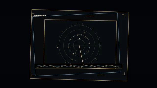 Geometric radar chart in gold and cyan lines — free 3840x2160 4K wallpaper image
