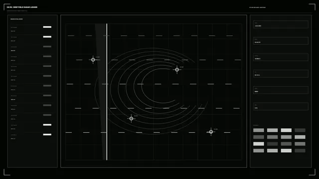 Monochrome orbital radar grid with tracking marks — free 3840x2160 4K wallpaper image