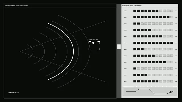 Monochrome sonar pulse diagram with signal grid — free 3840x2160 4K wallpaper image