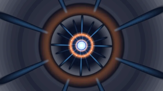 Concentric blue and orange radial light geometry — free 3840x2160 4K wallpaper image