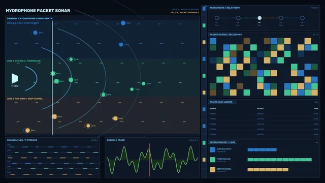 Hydrophone packet sonar technical interface — free 3840x2160 4K wallpaper image
