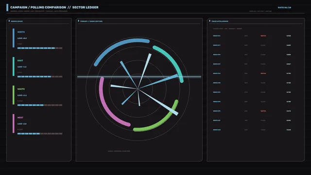 Dark Sector Ledger with Radial Data Diagram — free 3840x2160 4K wallpaper image