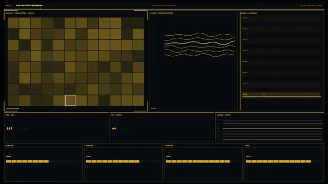 Amber Technical Dashboard Grid with Waveform Panels — free 3840x2160 4K wallpaper image