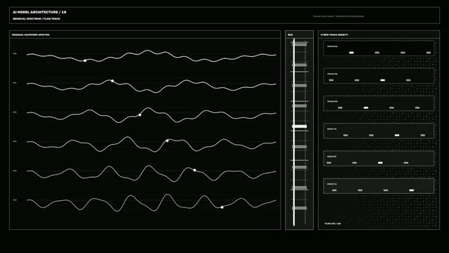 Monochrome waveform architecture dashboard — free 3840x2160 4K wallpaper image