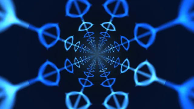 Electric blue geometric tunnel on navy — free 3840x2160 4K wallpaper image
