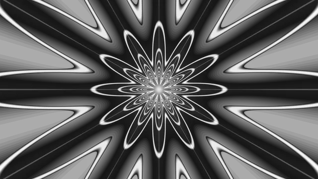 Monochrome radial flower with luminous linework — free 3840x2160 4K wallpaper image