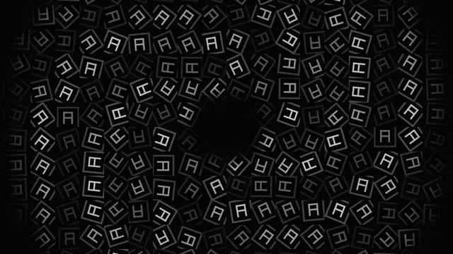 Rotated geometric glyphs on a black field — free 3840x2160 4K wallpaper image