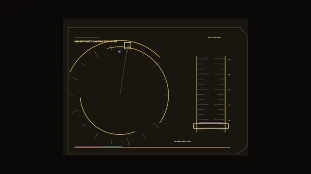 Dark uncertainty calibration plot with circular gauge — free 3840x2160 4K wallpaper image