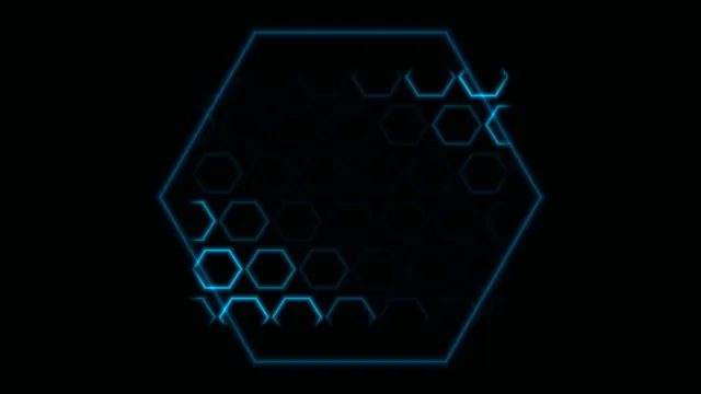 Neon blue hexagonal grid on black — free 3840x2160 4K wallpaper image
