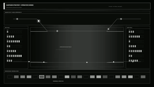 Monochrome campaign strategy interface grid — free 3840x2160 4K wallpaper image