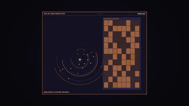 Orbital Sonar Interface with Matrix Status Grid — free 3840x2160 4K wallpaper image