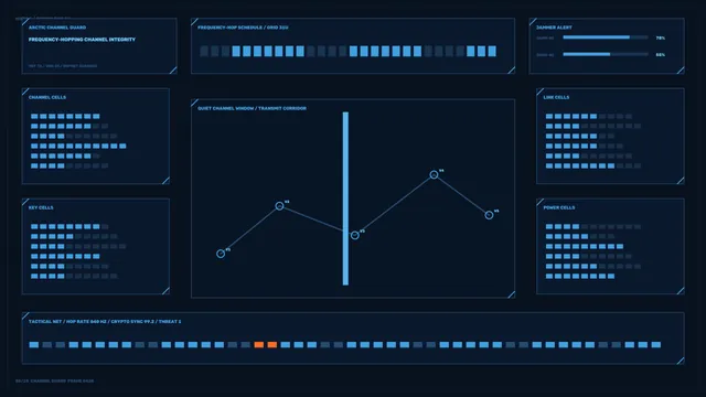 Blue Tactical Network Channel Diagram — free 3840x2160 4K wallpaper image
