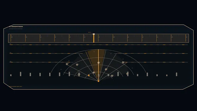 Dark amber orbital navigation schematic — free 3840x2160 4K wallpaper image