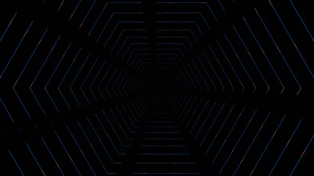 Blue and orange hexagonal tunnel geometry — free 3840x2160 4K wallpaper image