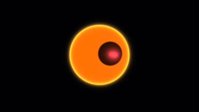 Orange orb with glowing red central sphere — free 3840x2160 4K wallpaper image