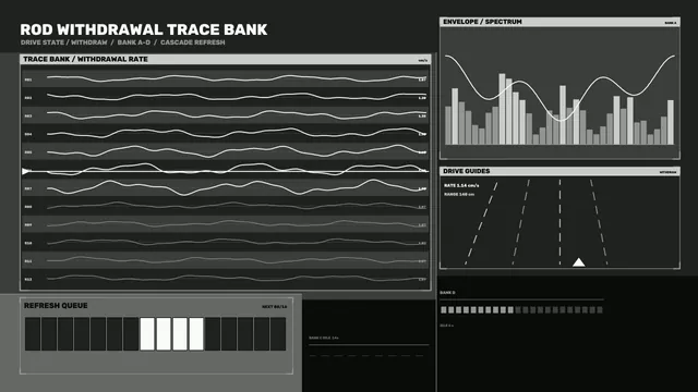 Monochrome waveform trace bank interface — free 3840x2160 4K wallpaper image