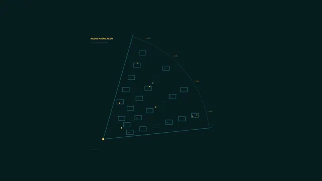 Cyan Wedge Matrix with Orbital Markers — free 3840x2160 4K wallpaper image
