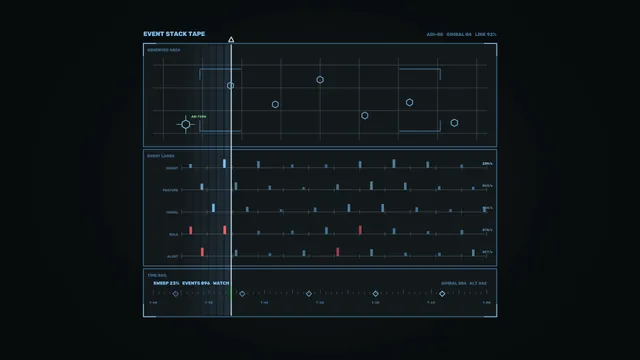 Blue orbital telemetry grid with event lanes — free 3840x2160 4K wallpaper image