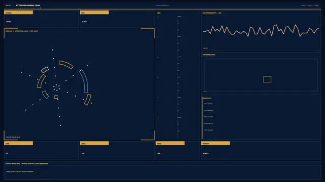 Orbital telemetry dashboard in navy and amber — free 3840x2160 4K wallpaper image