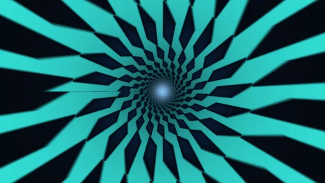 Cyan and navy geometric spiral tunnel — free 3840x2160 4K wallpaper image