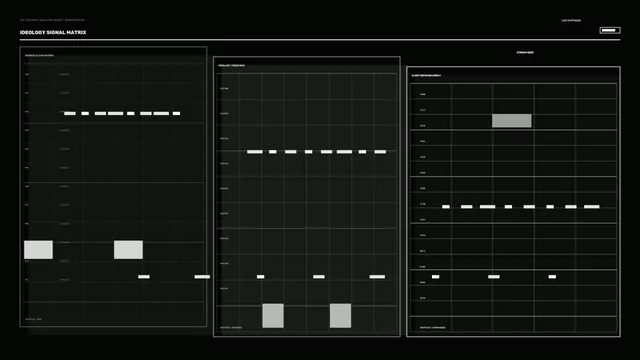 Dark ideology signal matrix with modular data grids — free 3840x2160 4K wallpaper image
