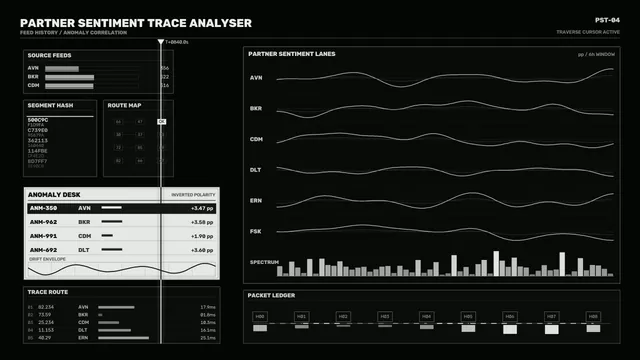 Monochrome sentiment trace analysis dashboard — free 3840x2160 4K wallpaper image