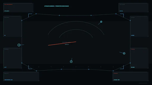 Cyan perimeter radar interface on a dark grid — free 3840x2160 4K wallpaper image