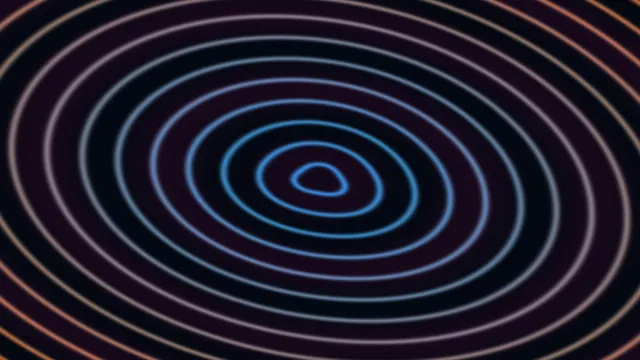 Concentric neon rings on a dark elliptical field — free 3840x2160 4K wallpaper image